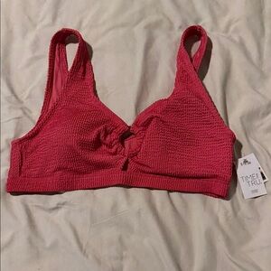 Time and Tru Raspberry Textured Bikini top